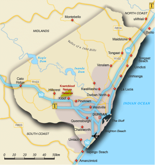Clickable map of accommodation in eThekwini-Durban