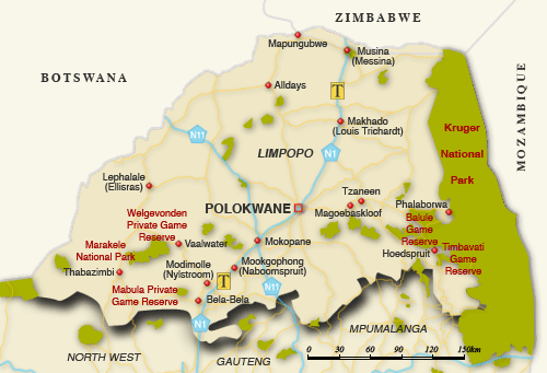 Clickable map of accommodation in Limpopo