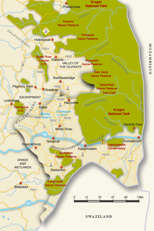 Clickable map of accommodation in Lowveld