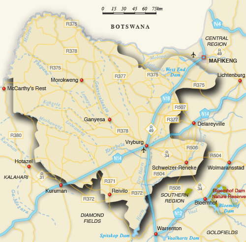 Clickable map of accommodation in Bophirima