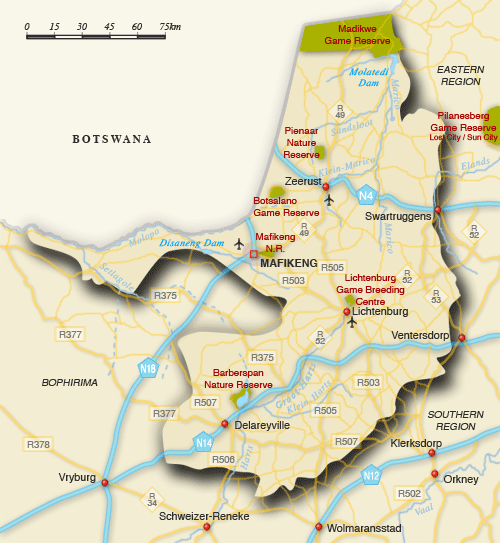 Clickable map of accommodation in Central Region
