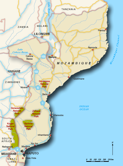 Clickable map of accommodation in Mozambique