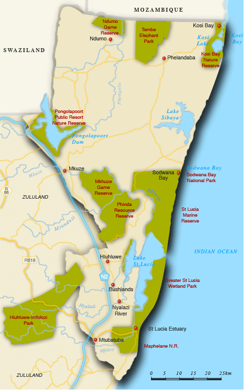 Clickable map of accommodation in Elephant Coast