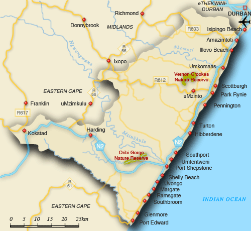Clickable map of accommodation in South Coast