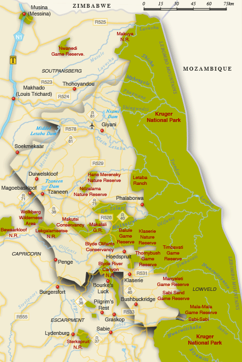 Clickable map of accommodation in Valley of the Olifants