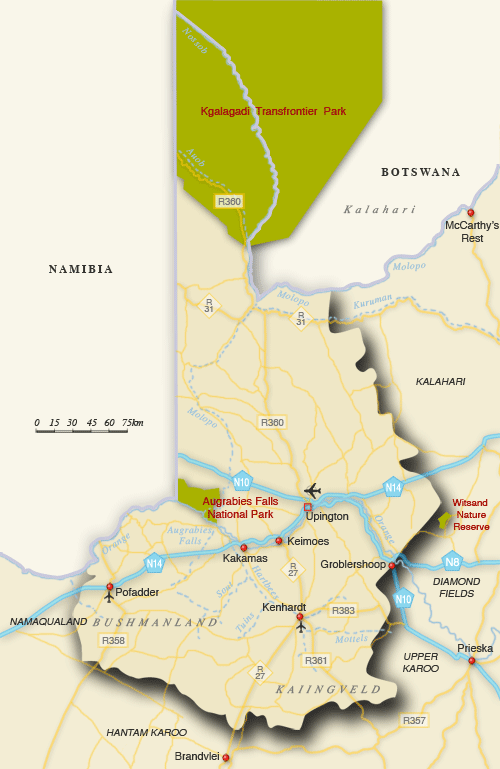 Clickable map of accommodation in Green Kalahari