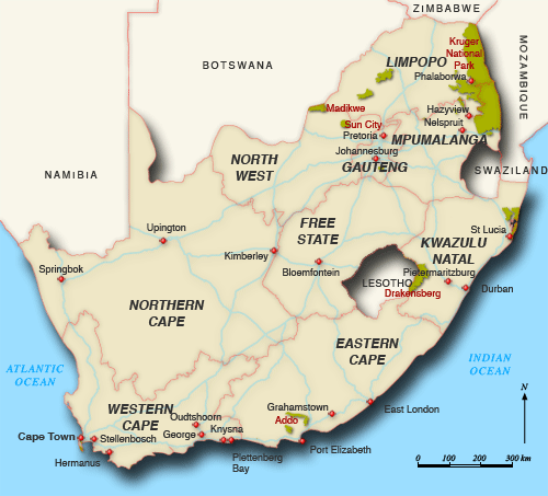 Clickable map of accommodation in South Africa